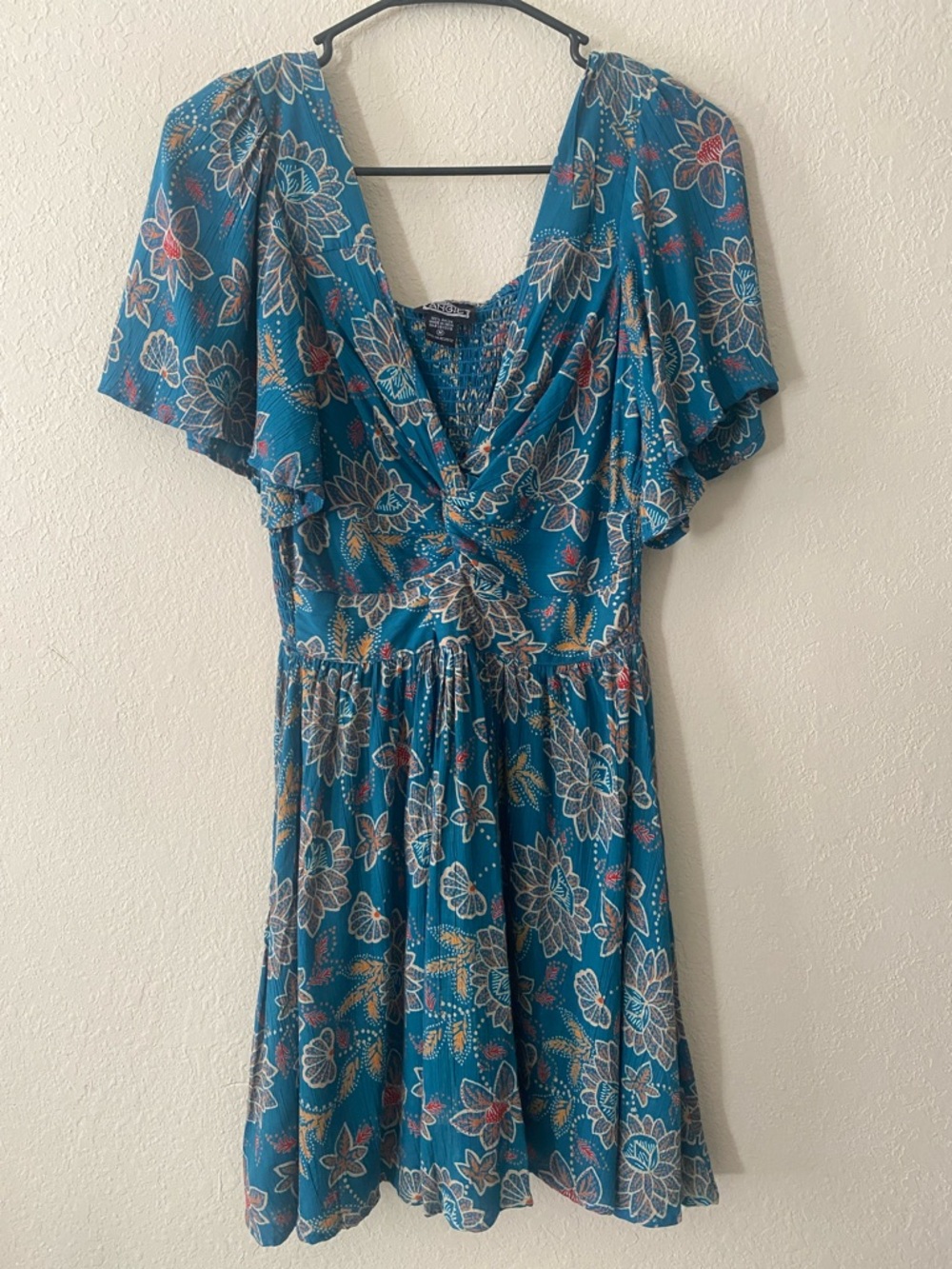 Angie Teal Floral V-Neck Mini Dress - Picture 2 of 10